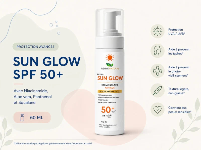 واقي شمس SPF50+ مضاد للشيخوخة – Revive Sun Glow - Revive Natural