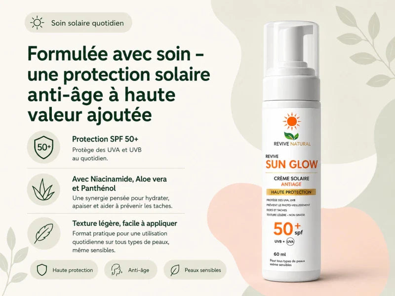 واقي شمس SPF50+ مضاد للشيخوخة – Revive Sun Glow - Revive Natural